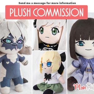 PLUSH COMMISSIONS -  CLOSED [See listing images for info] - Handmade Custom sitting human chibi - Personalized Oc Anime Doll Made to order