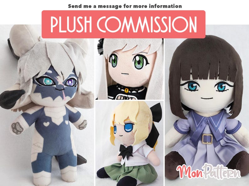 PLUSH COMMISSIONS [CLOSED]: Handmade Custom Chibi Plush Personalized Anime Doll image 1
