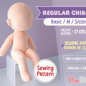 REGULAR CHIBI #3: Basic / M / Sitting A (PDF Sewing Pattern) Spanish - English (Instant download) Human Plush Doll Anime Plushie 27 cm 10 in
