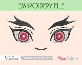 GESICHT 12 Stickdatei | Chibi Anime Plüsch Augen | Maschinenstickdatei | 8 Größen