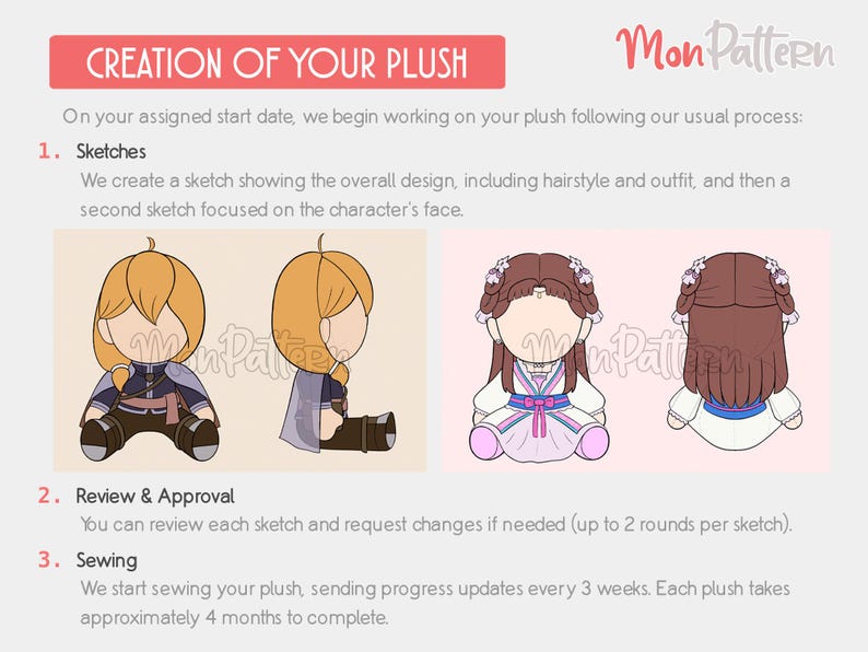 PLUSH COMMISSIONS [CLOSED]: Handmade Custom Chibi Plush Personalized Anime Doll image 3