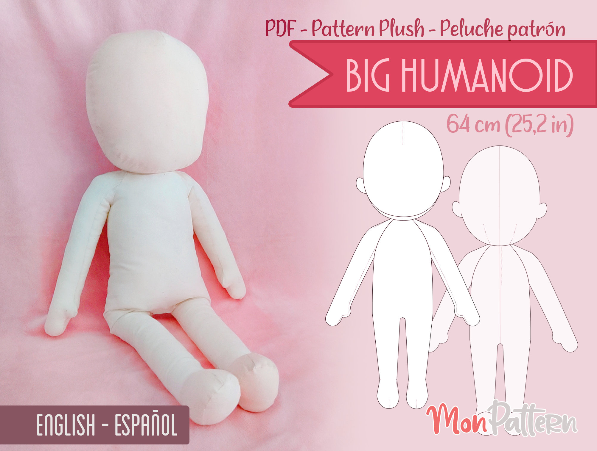 BIG HUMANOID Human Doll Plush 64 Cm PDF Sewing Pattern Etsy