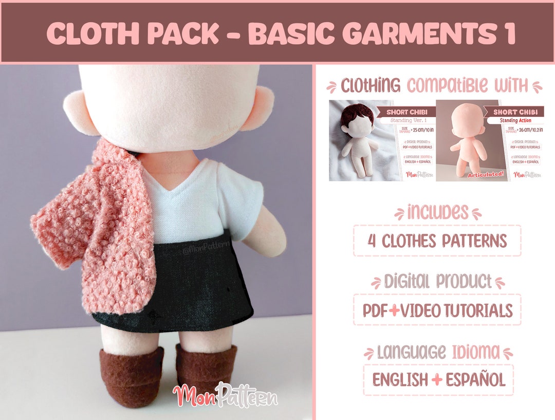 CLOTH PACK Basic Clothes 1 pdf Sewing Pattern BEGINNER Doll Clothing ...