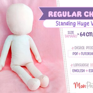 BIG HUMANOID - Peluche Humano 64 cm (PDF Patrón de confección) Instrucciones en Español - Inglés (Descarga instantánea) Muñeco chibi