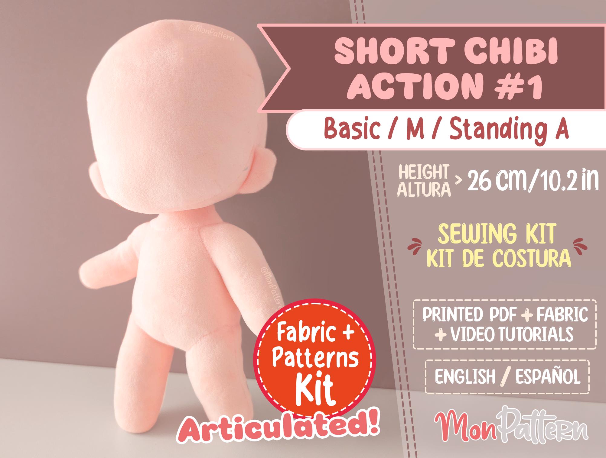 SHORT CHIBI ACTION #1 Sewing Kit | Articulated Chibi Plush Pattern