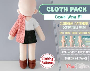 CLOTH PACK Sewing Pattern: Casual Wear 1 (PDF Pattern for Tall Chibi #1 #2 #3)