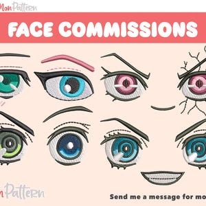 OPEN - FACE COMMISSIONS for your plush! -  Custom chibi anime face plush - Embroidery File Made to order