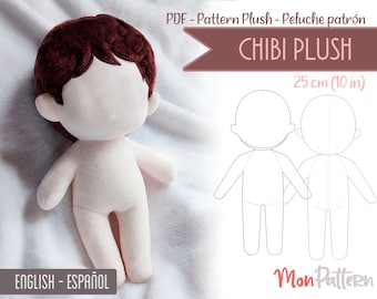 CHIBI - Human Doll Plush 25 cm (PDF Sewing Pattern) Digital Spanish - English instructions (Instant download)