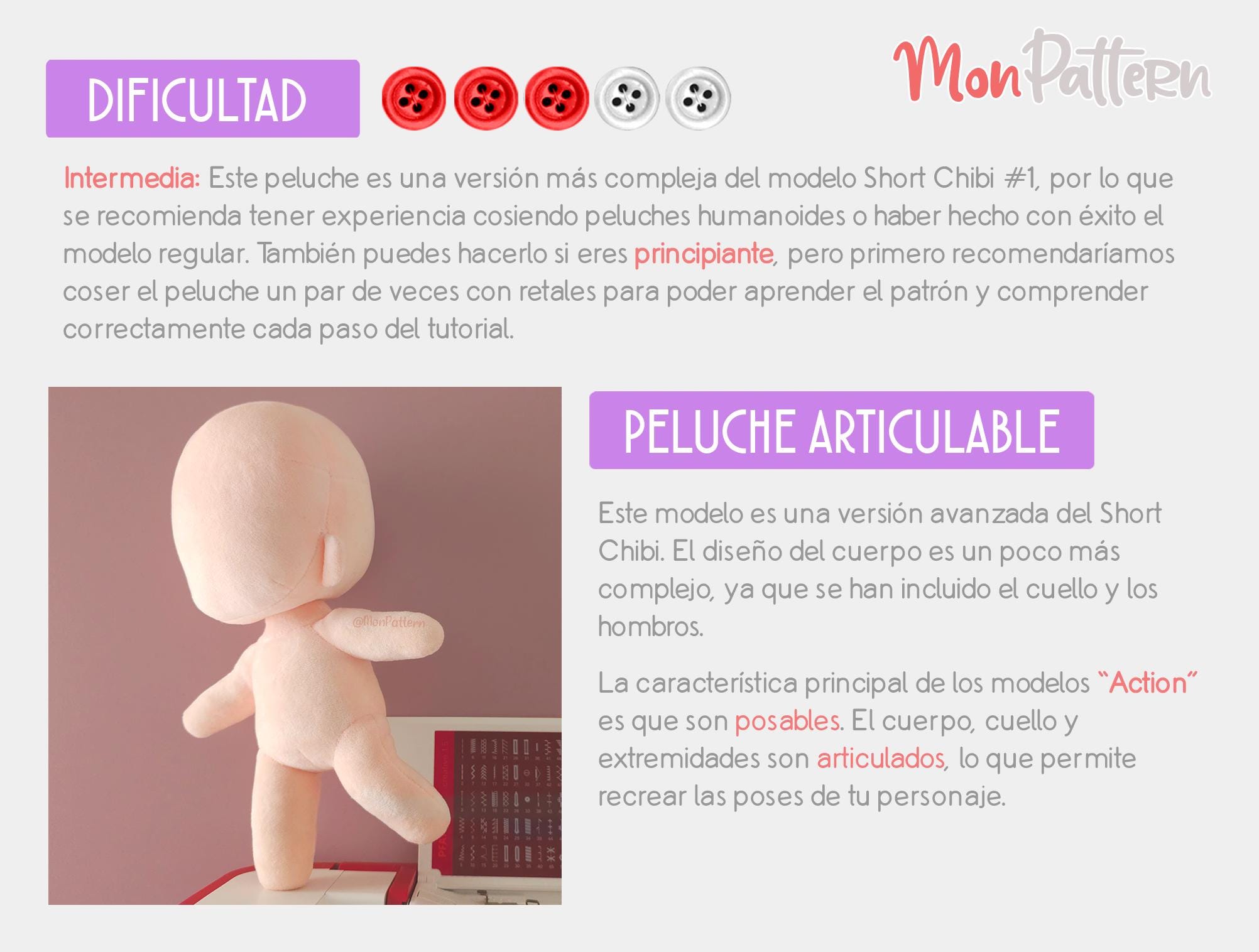 SHORT CHIBI ACTION #1: Basic / M / Standing A (pdf Sewing
