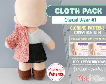 CLOTH PACK Sewing Pattern: Casual Wear 1 (PDF Pattern for Regular Chibi #5 #6)