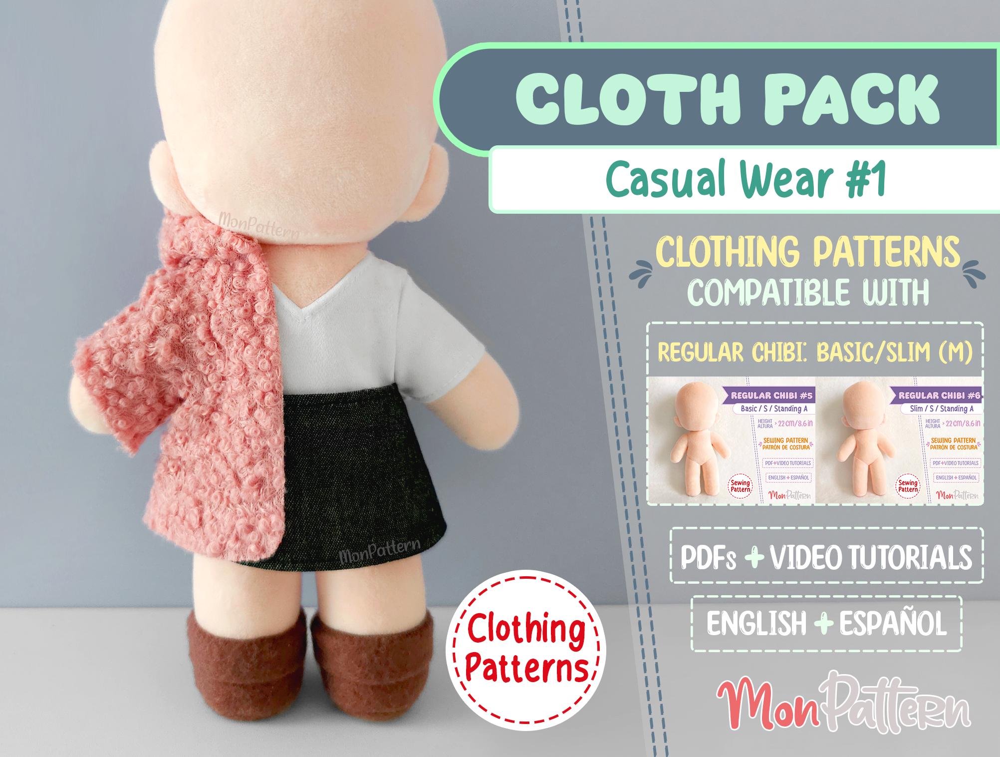CLOTH PACK Sewing Pattern: Casual Wear 1 (PDF Pattern for Regular Chibi ...