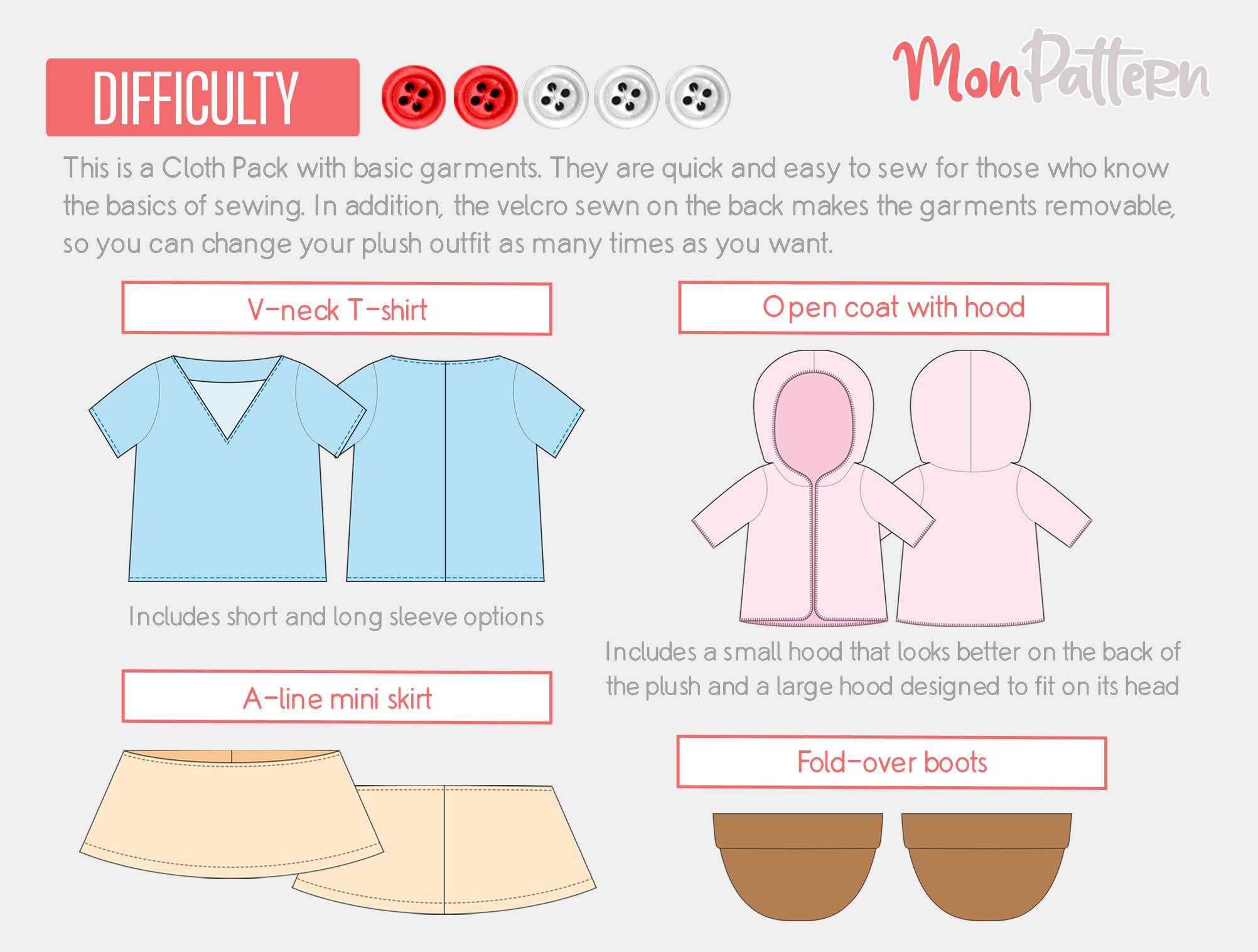 CLOTH PACK Sewing Pattern | Casual Wear Set for Regular Chibi #5 #6 ...