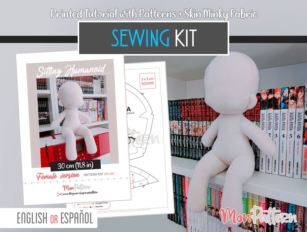 REGULAR CHIBI Sitting Female Sewing Kit Human Plush 30 Cm / 11.8 in ...