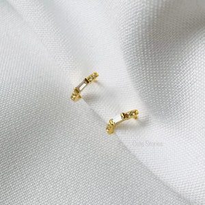 Dainty CZ Hoop Earrings - Gold Hoop Earrings - Sterling Silver - Small Gold Hoop Earrings - Gold Earrings - Gold Jewelry - Silver Earrings - Silver Hoop Earrings