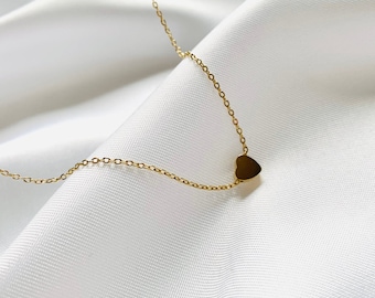 Zarte Halskette Herz Gold - Edelstahl - 14k Gold - Halskette mit Herzanhänger - Gold Schmuck - Herzchen - minimalistische Halskette