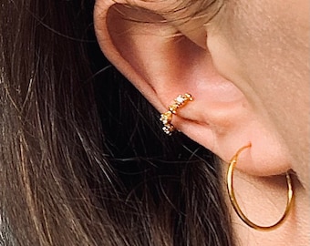 Ear Cuff de oro con circonitas cúbicas - Plata de ley 925 - Ear Cuff de oro - Ear Cuff de oro - Ear Cuff - Ear Cuff de plata delicado