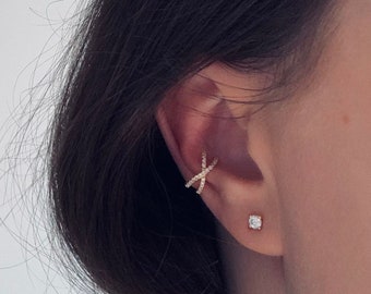 Ear Cuff CZ - Ear Cuff Gold - 925 Sterling Silver Ear Cuff - Ear Cuff Gold - Gold Ear Cuff - minimaliste - manchette d’oreille délicate