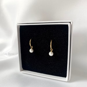 Creole with pearl Earrings with pearl 18k gold plated 925 sterling silver Pearl jewelry Gold earrings Creole gold Gold jewelry image 6