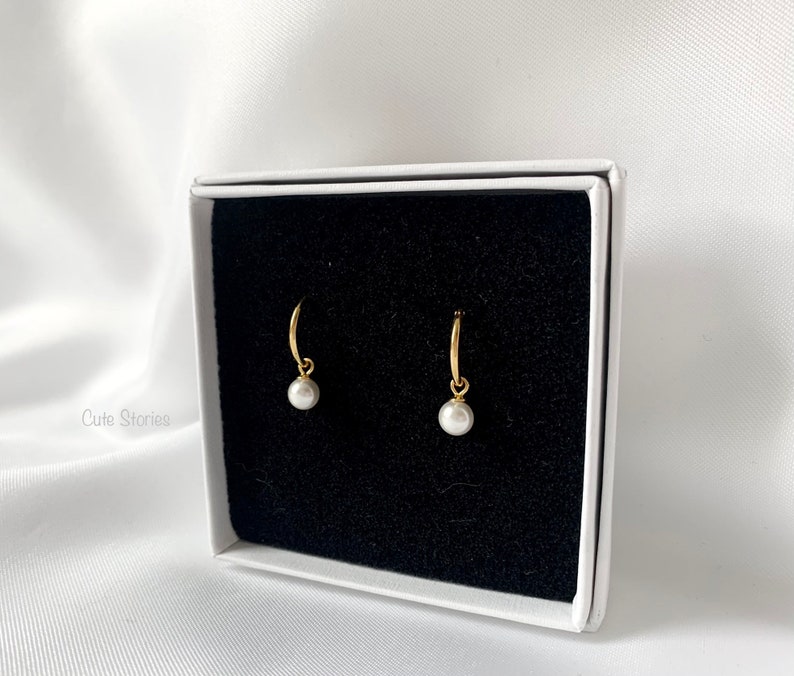 Creole with pearl Earrings with pearl 18k gold plated 925 sterling silver Pearl jewelry Gold earrings Creole gold Gold jewelry image 6