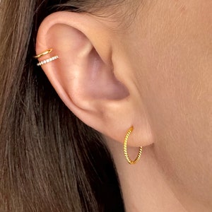 18k Gouden Creolen - Stapelbaar - Sterling Zilver 925 - Gouden Creolen - Dunne Oorbellen - Gouden Oorbel - Gouden Sieraden