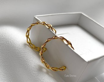 Orecchini in stile francese - Argento sterling - orecchini a cerchio in oro delicati - orecchini a cerchio in oro - minimalisti - gioielli in oro - orecchini in oro