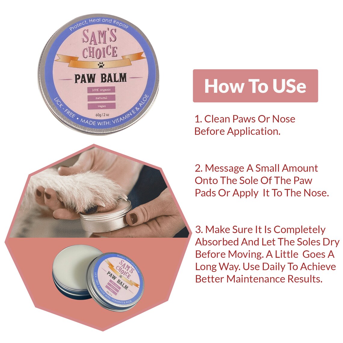 PAW BALM Sam's Choice for Dogs Cats Natural Organic Vegan Etsy