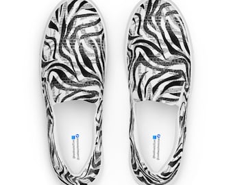 Women’s Zebra Print Slip-On Canvas Shoes, Chronic Illness Awareness Sneakers