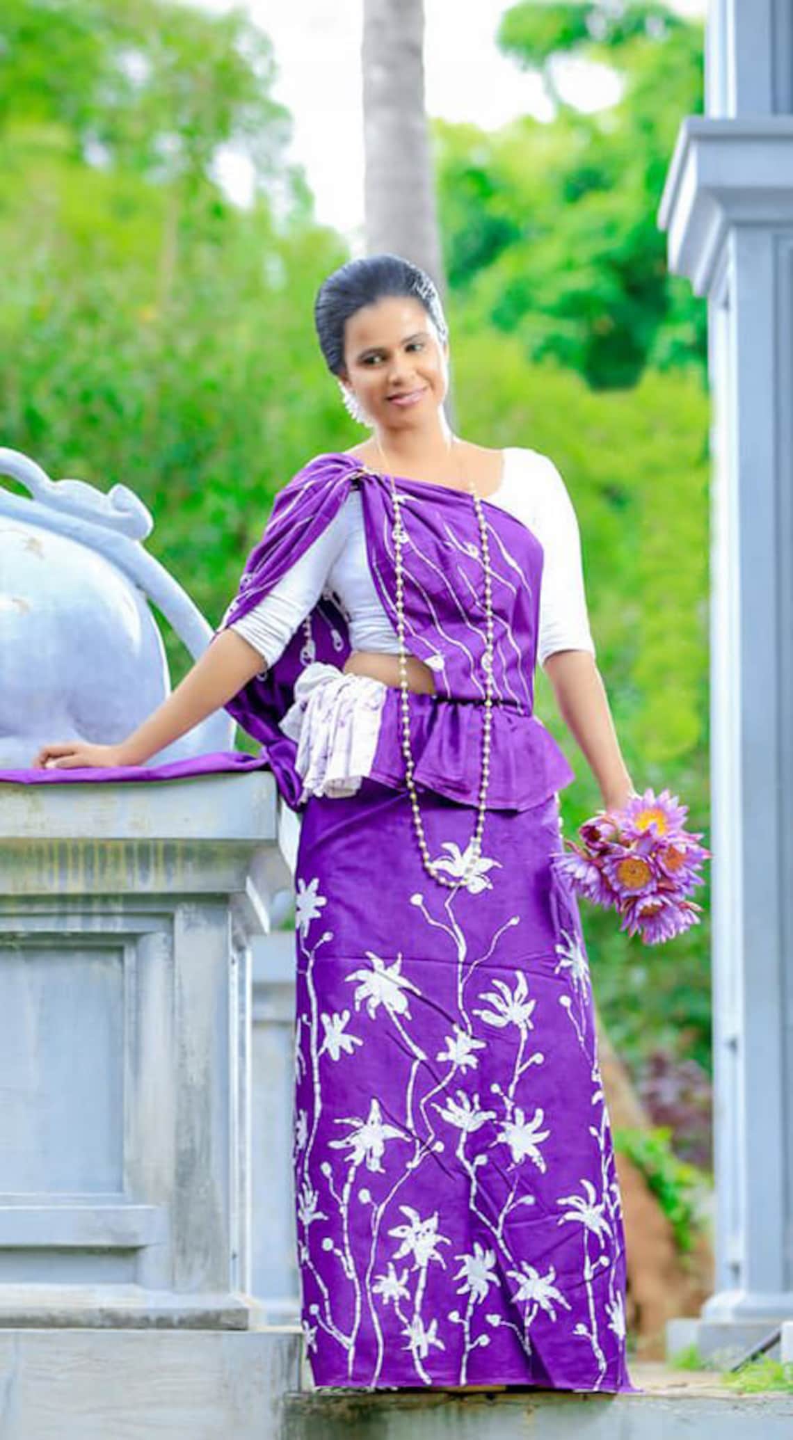 Sri lanka Traditional Batik Saree Natural Handmade Etsy