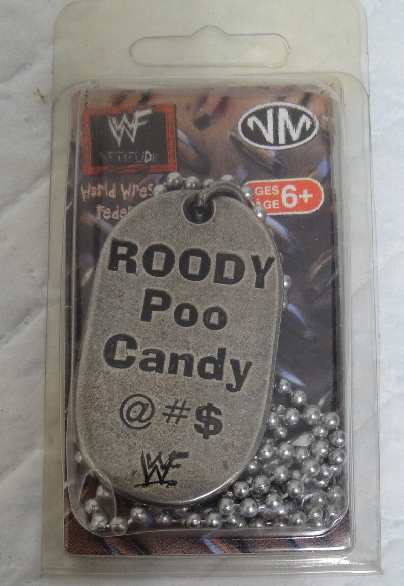 WWF The Rock Roody Poo Candy Metal Dog Tags Rare Wwe Year 2000 Etsy