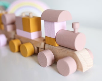 Baby Gift, Railway Locomotive Train, Wooden Puzzle, Christmas Gift for Children and Babys, Montessori Toys, Christening Gift, Birthday Gift