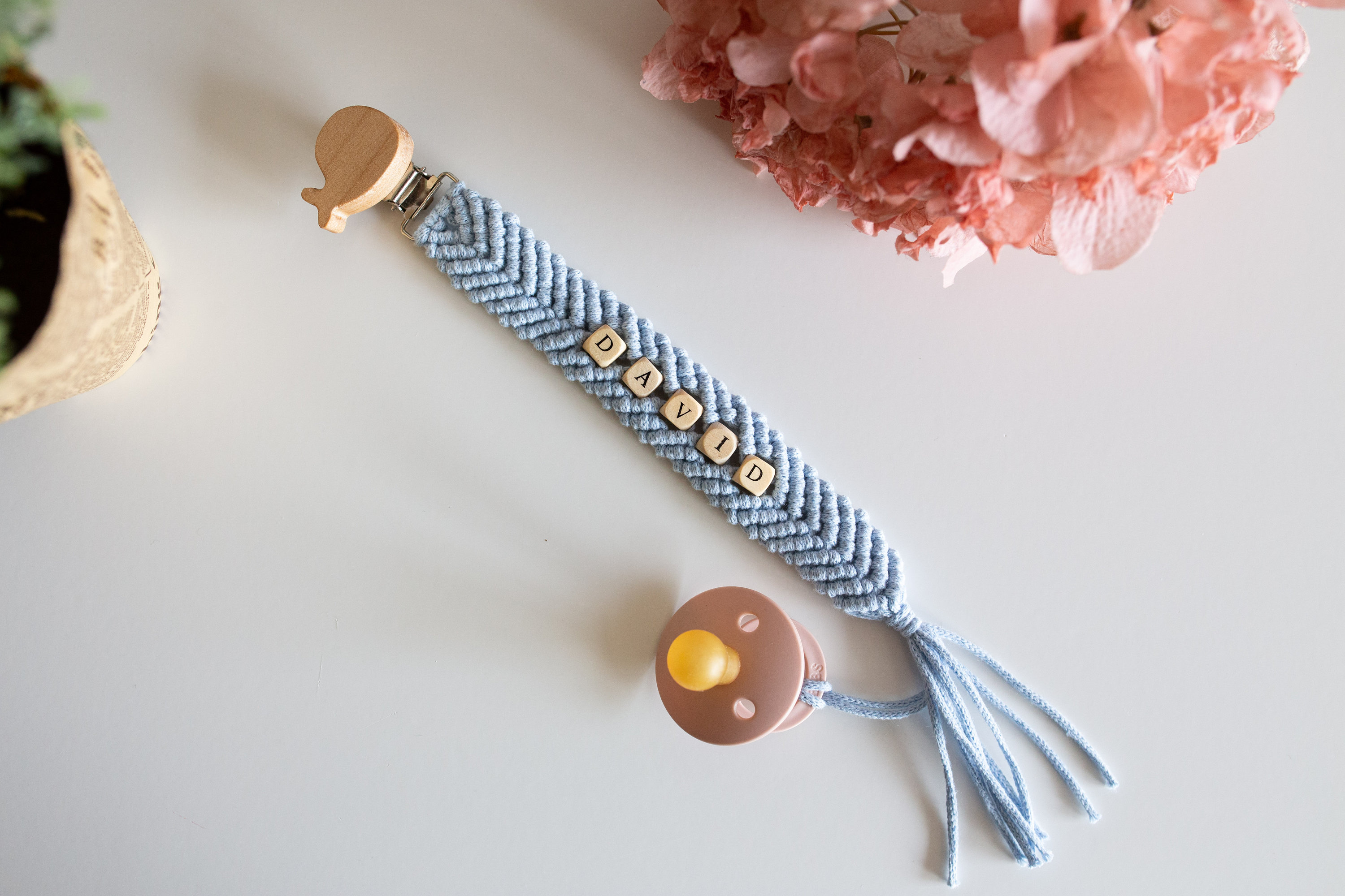 New Baby Gift Customized Macrame Baby Pacifier Clip Boho Etsy