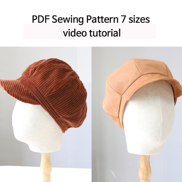 Classic Newsboy Cap Sewing Pattern - 7 Sizes Included - Instant Download - DIY Tutorial for Men & Women