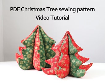 PDF Christmas Tree sewing pattern, 4 sizes, Sewing pattern for Christmas crafts, Video Tutorial