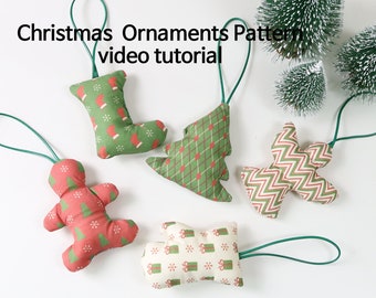 DIY Christmas Tree Ornaments Pattern - PDF Sewing Tutorial for Fabric Decorations
