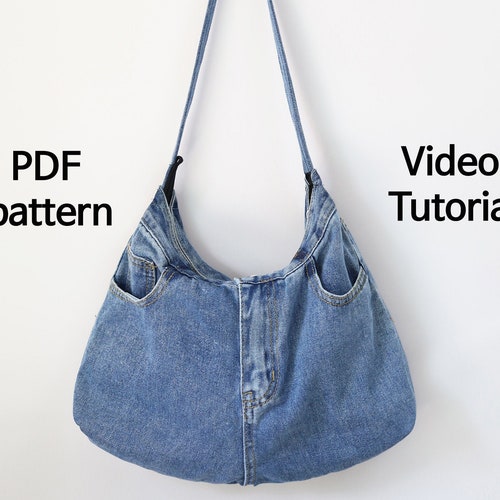 DIY Denim Bag Sewing Pattern Upcycled Denim Y2k Baguette Bag Etsy