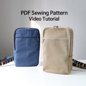 PDF Patron de couture de sac à bandoulière, Patron de sac à dos unisexe, Patron de sac homme, Petit modèle de sac à dos, Tutoriel vidéo PDF