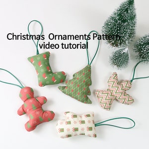 DIY Christmas Tree Ornaments Pattern - PDF Sewing Tutorial for Fabric Decorations