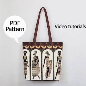 Tote Bag Sewing Pattern: Zip Top Closure, Video Tutorials (PDF Pattern)