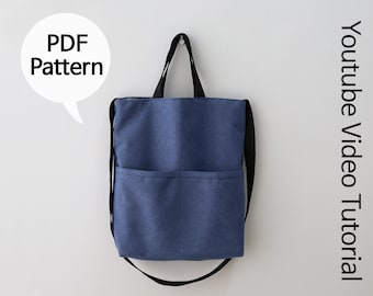 Canvas Crossbody Tote Bag Sewing Pattern (PDF)