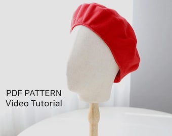 Wzór na beret w formacie PDF: rozmiary damskie, samouczek wideo (do pobrania w wersji cyfrowej)