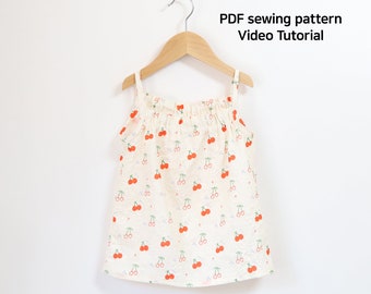 girls Strap top PDF Sewing Pattern, toddler shirt pattern