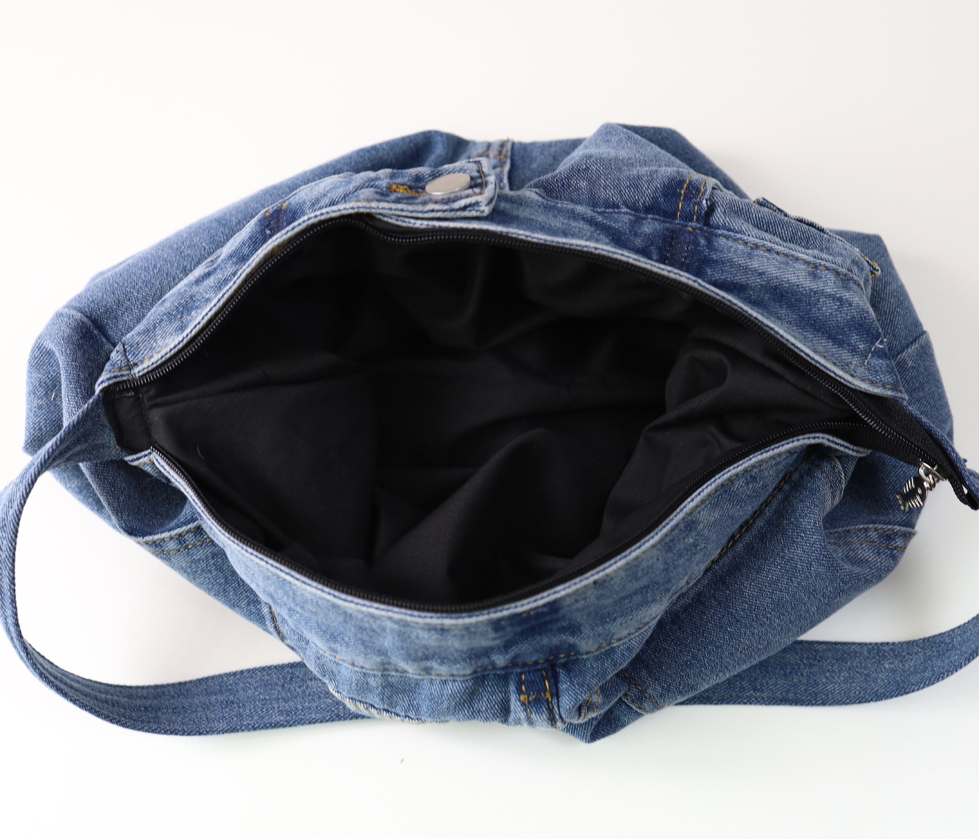DIY Denim Bag Sewing Pattern Upcycled Denim Y2k Baguette Bag Etsy