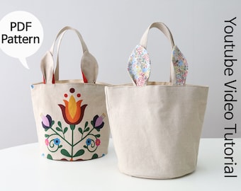 Easter Bunny Ears Fabric Basket PDF Pattern - Easy Sewing Tutorial