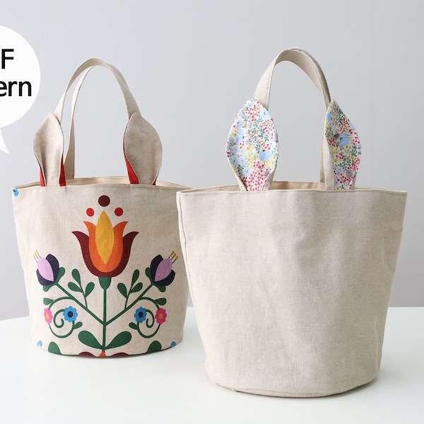 Easter Bunny Ears Fabric Basket PDF Pattern - Easy Sewing Tutorial