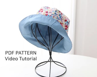 DIY Reversible Bucket Hat Sewing Pattern with Video Guide - 4 Sizes Available