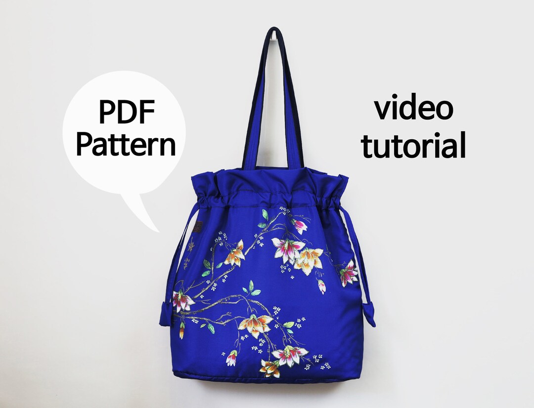 Tote Bag Pattern, PDF Sewing Pattern, Drawstring Bag, Easy Project Bag