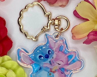 Stitch and Angel Rainbow Keychain