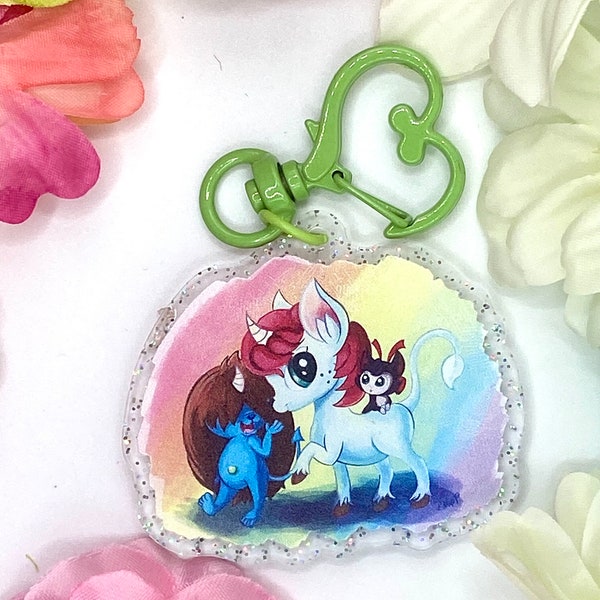 Unico and Friends Glitter Keychain