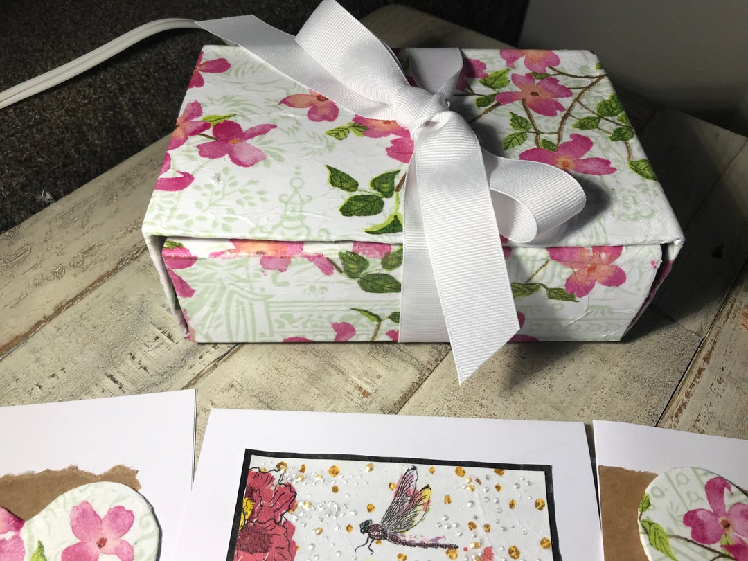 Handmade Stationery Box With 7 Handmade Cards. One of a Kind, Unique