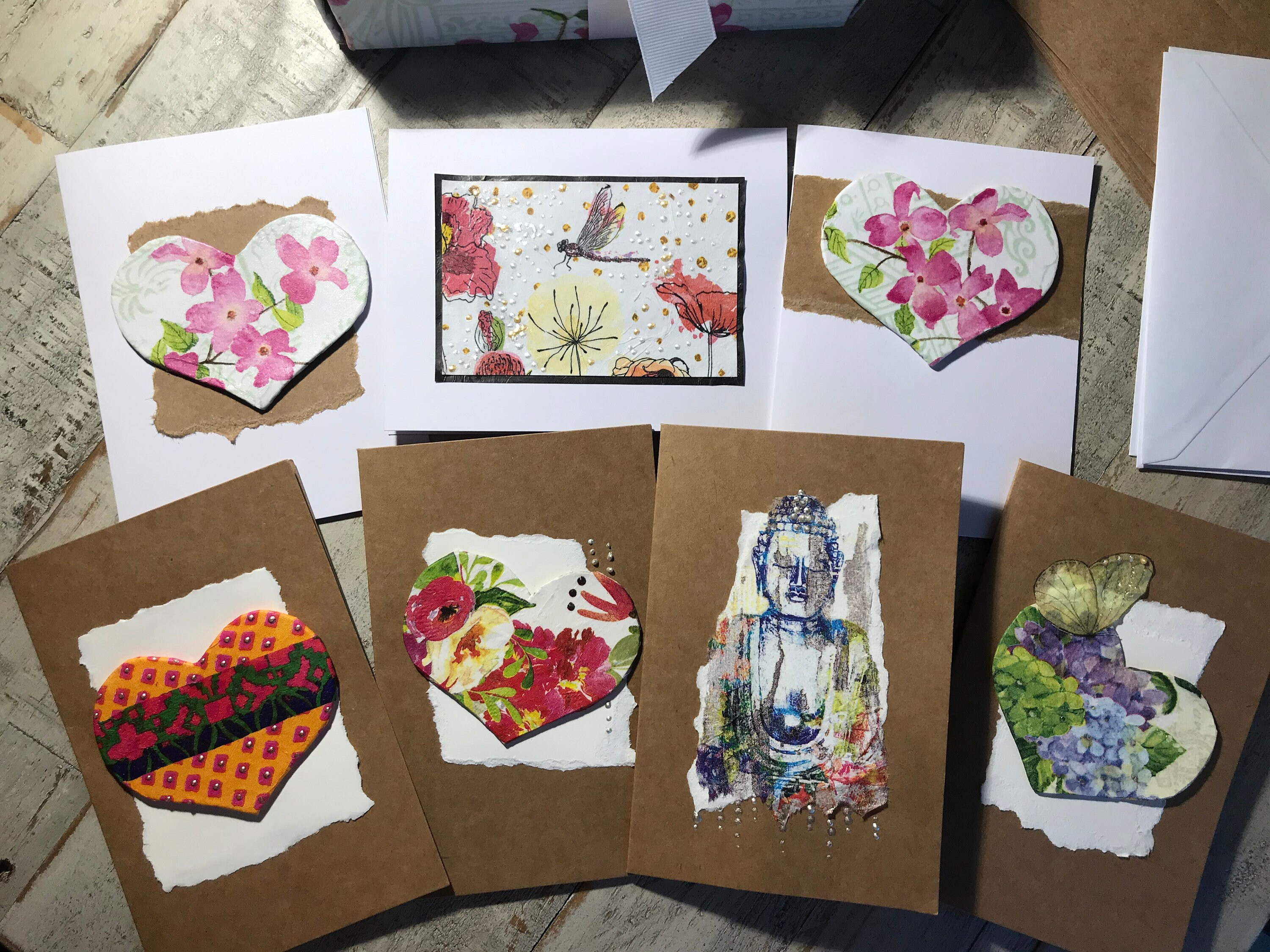 Handmade Stationery Box With 7 Handmade Cards. One of a Kind, Unique